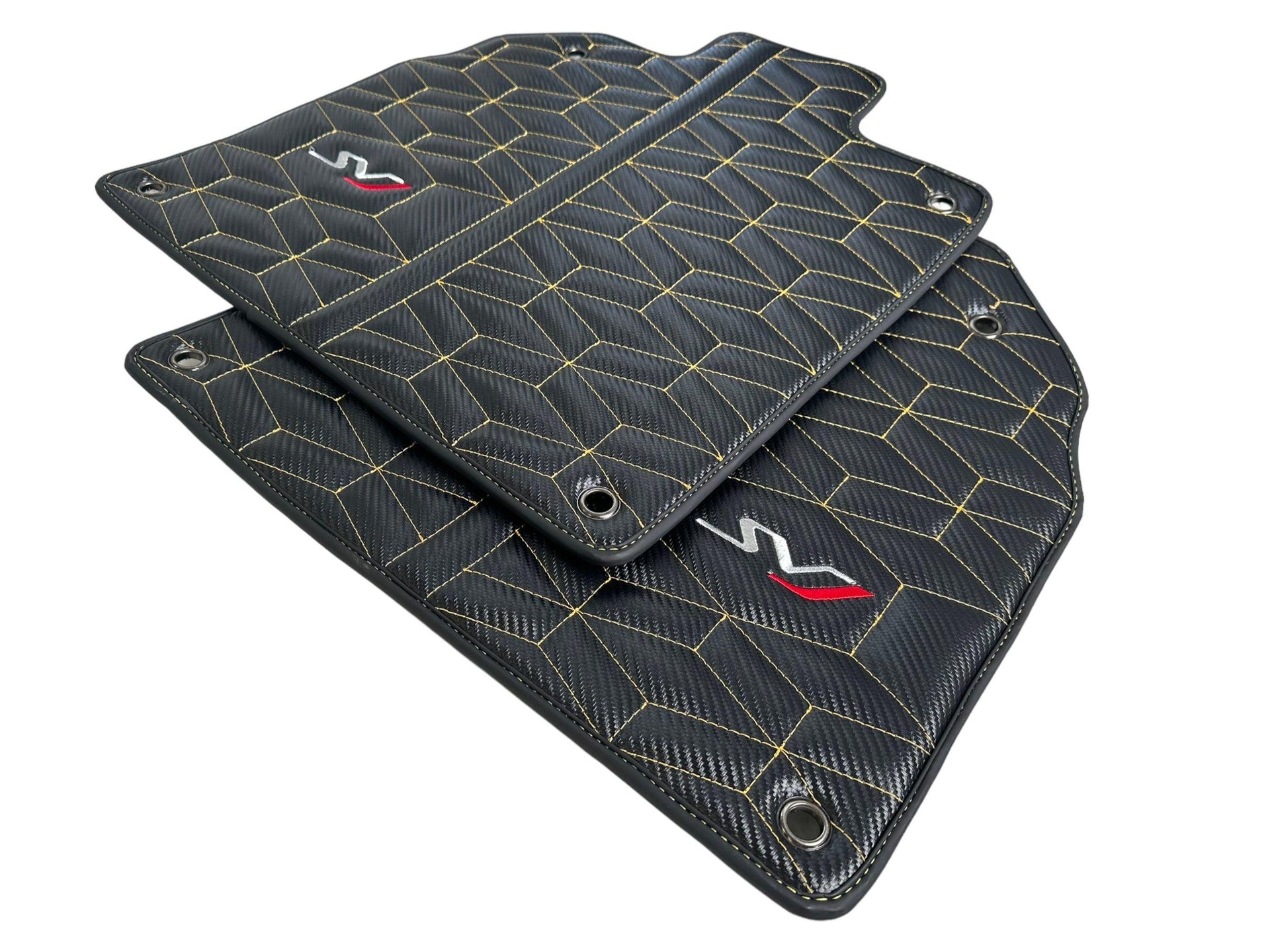 Carbon Leather Floor Mats for Lamborghini Aventador SVJ Limited Edition - AutoWin