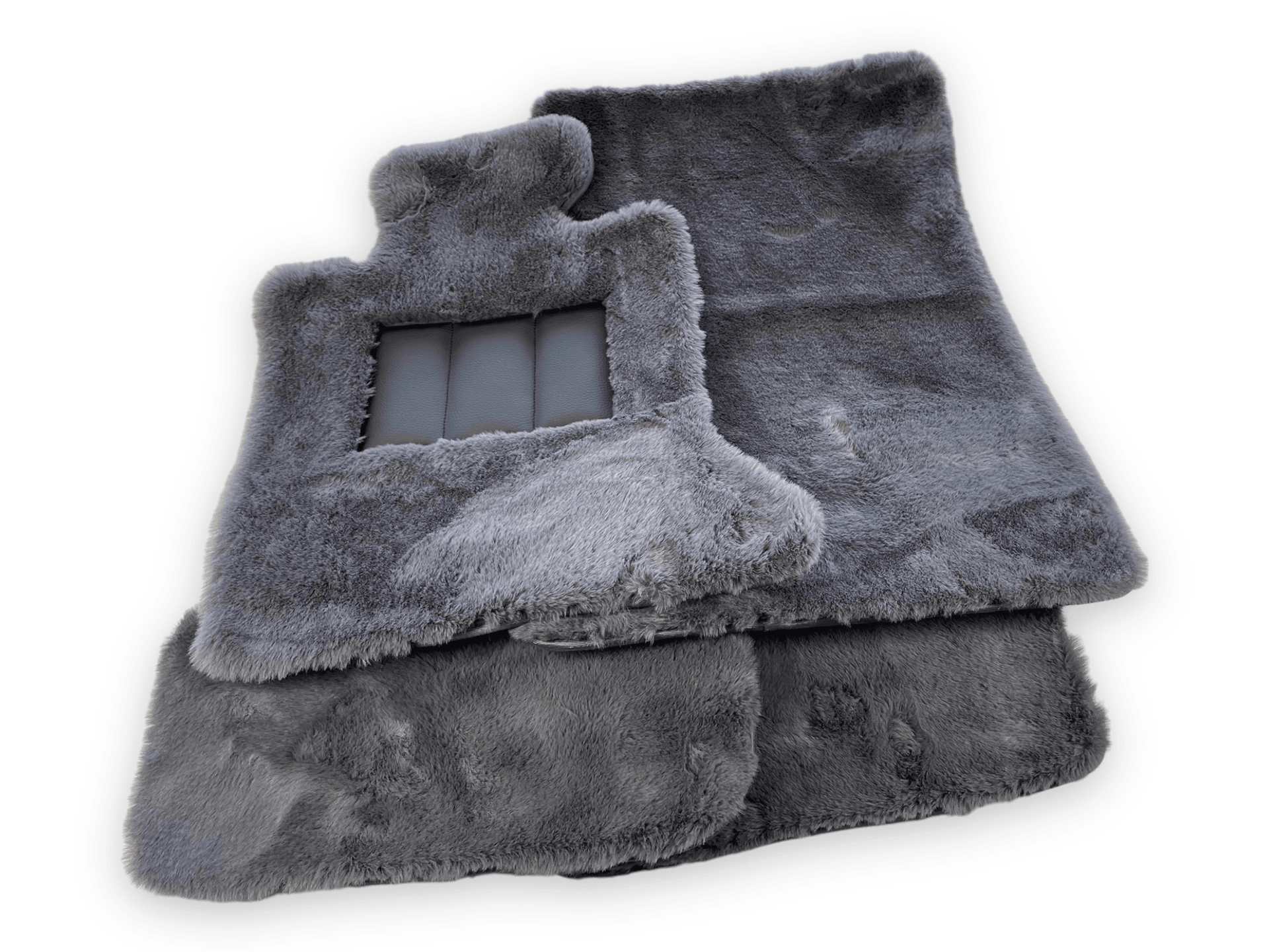 Dark Gray Sheepskin Floor Mats For Rolls Royce Dawn Rr6 2016-2023 Er56 Design Brand - AutoWin