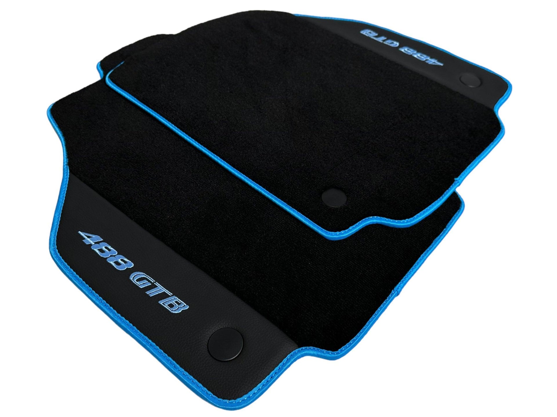 Floor Mats For Ferrari 488 GTB 2015-2022 Alcantara Leather Light Blue Trim - AutoWin