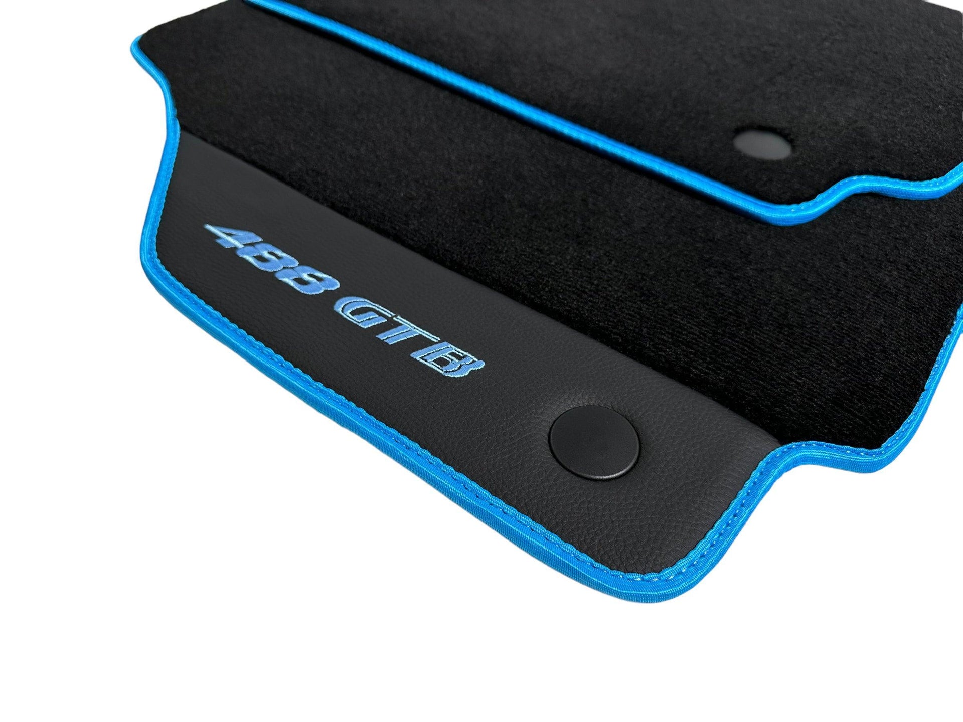 Floor Mats For Ferrari 488 GTB 2015-2022 Alcantara Leather Light Blue Trim - AutoWin