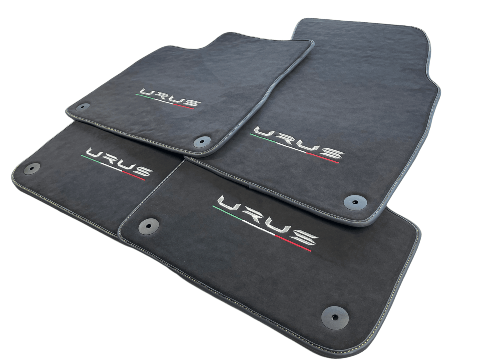 Floor Mats For Lamborghini Urus Alcantara Leather With Yellow Stitching - AutoWin