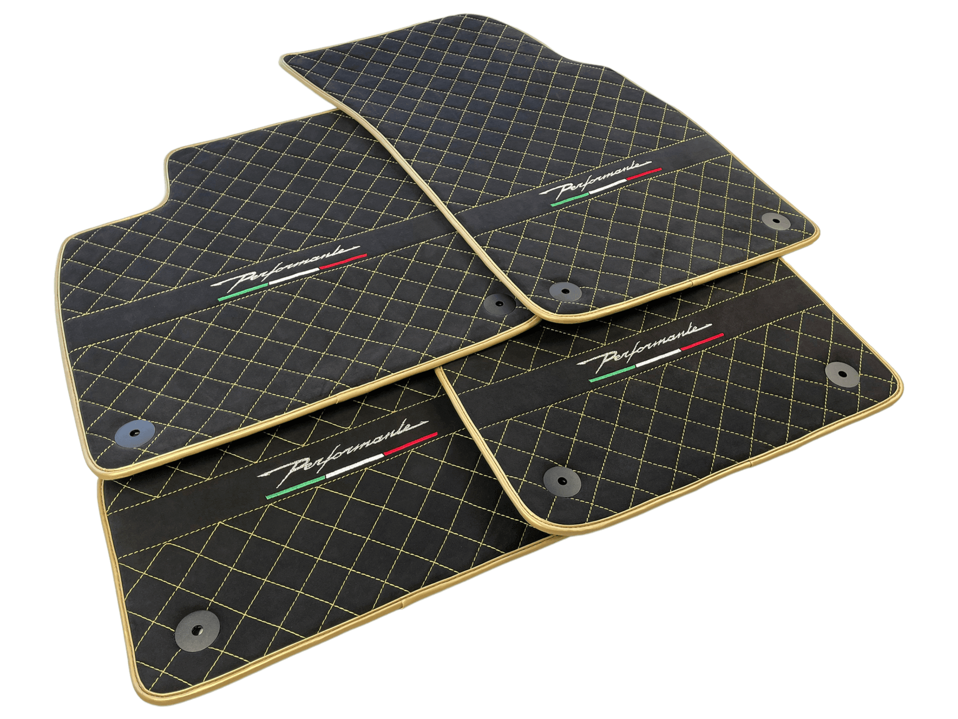 Lamborghini Urus Alcantara Leather Floor Mats with Gold Trim