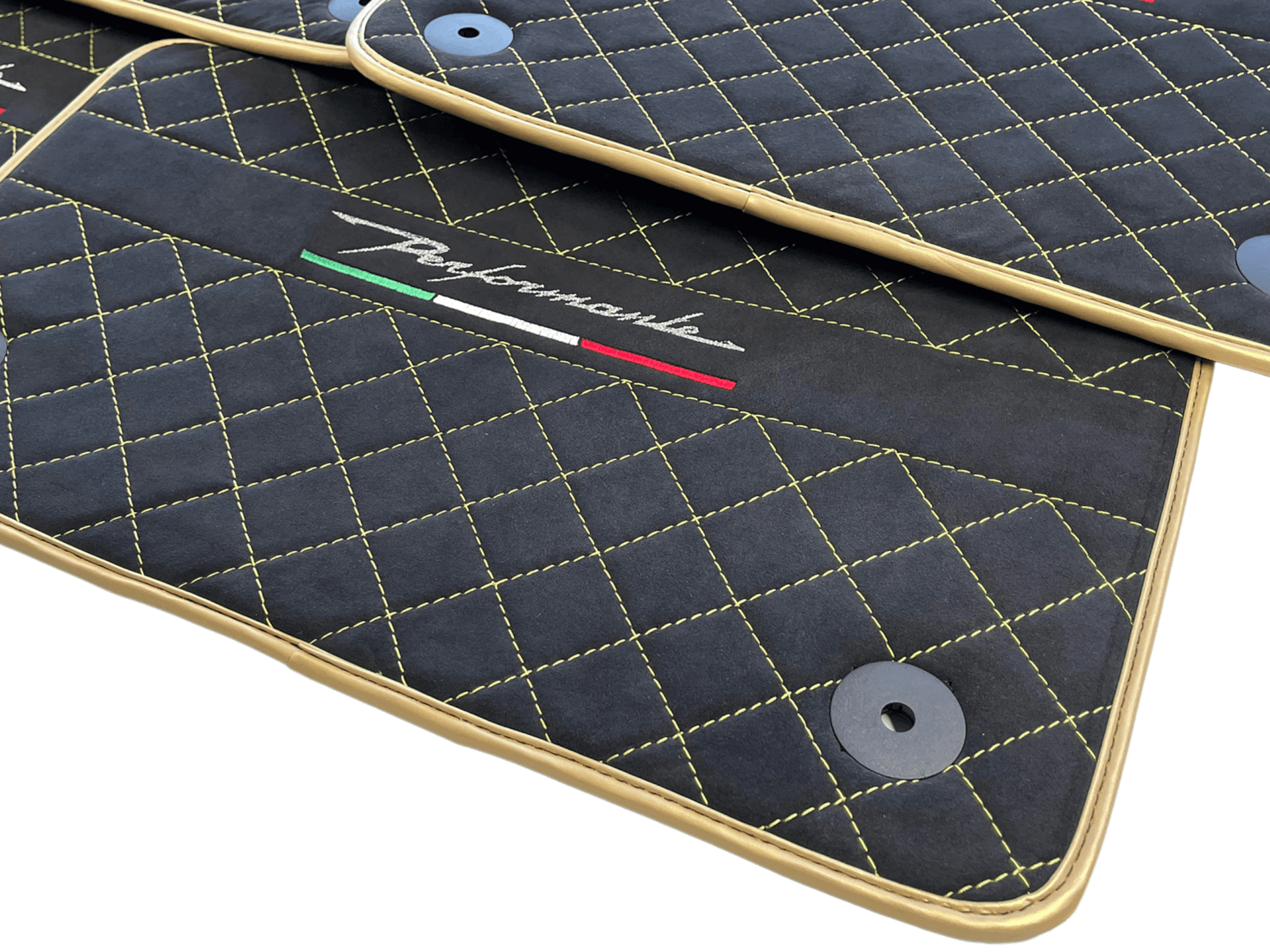 Lamborghini Urus Alcantara Leather Floor Mats with Gold Trim