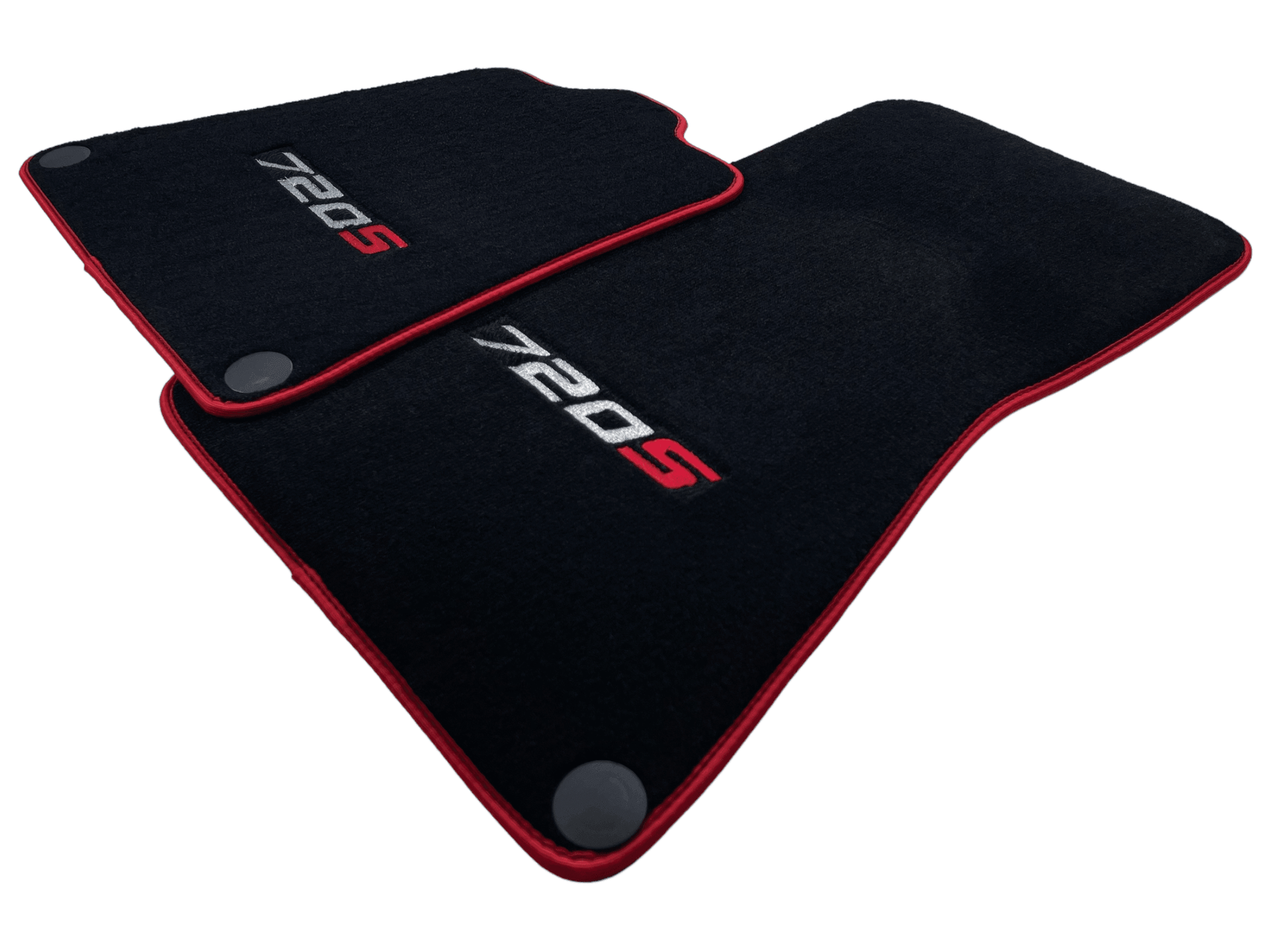 Floor Mats For McLaren 720S Black Tailored With Red Trim - AutoWin