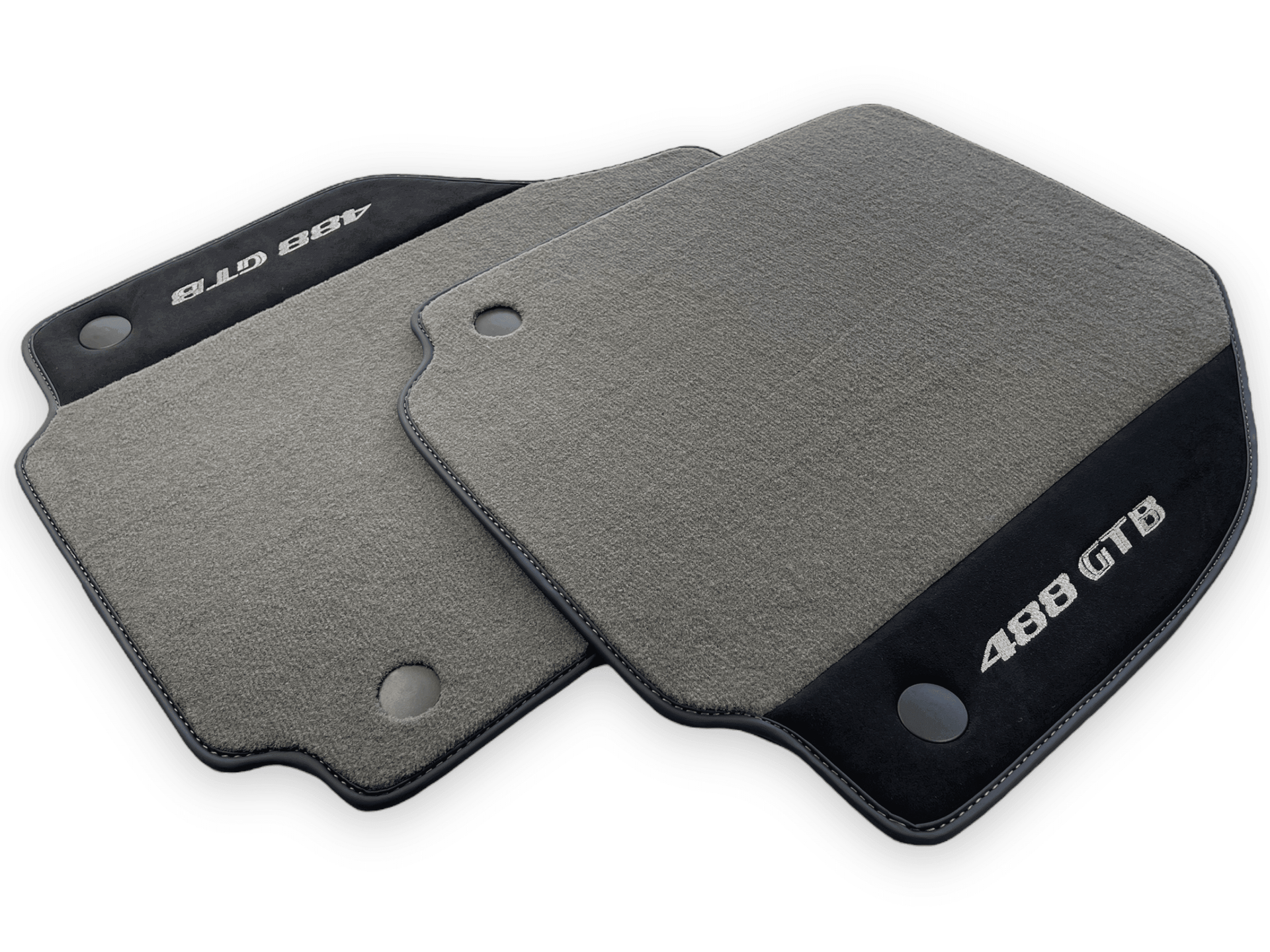 Gray Floor Mats For Ferrari 488 GTB 2015-2022 Carpets With Alcantara Leather - AutoWin