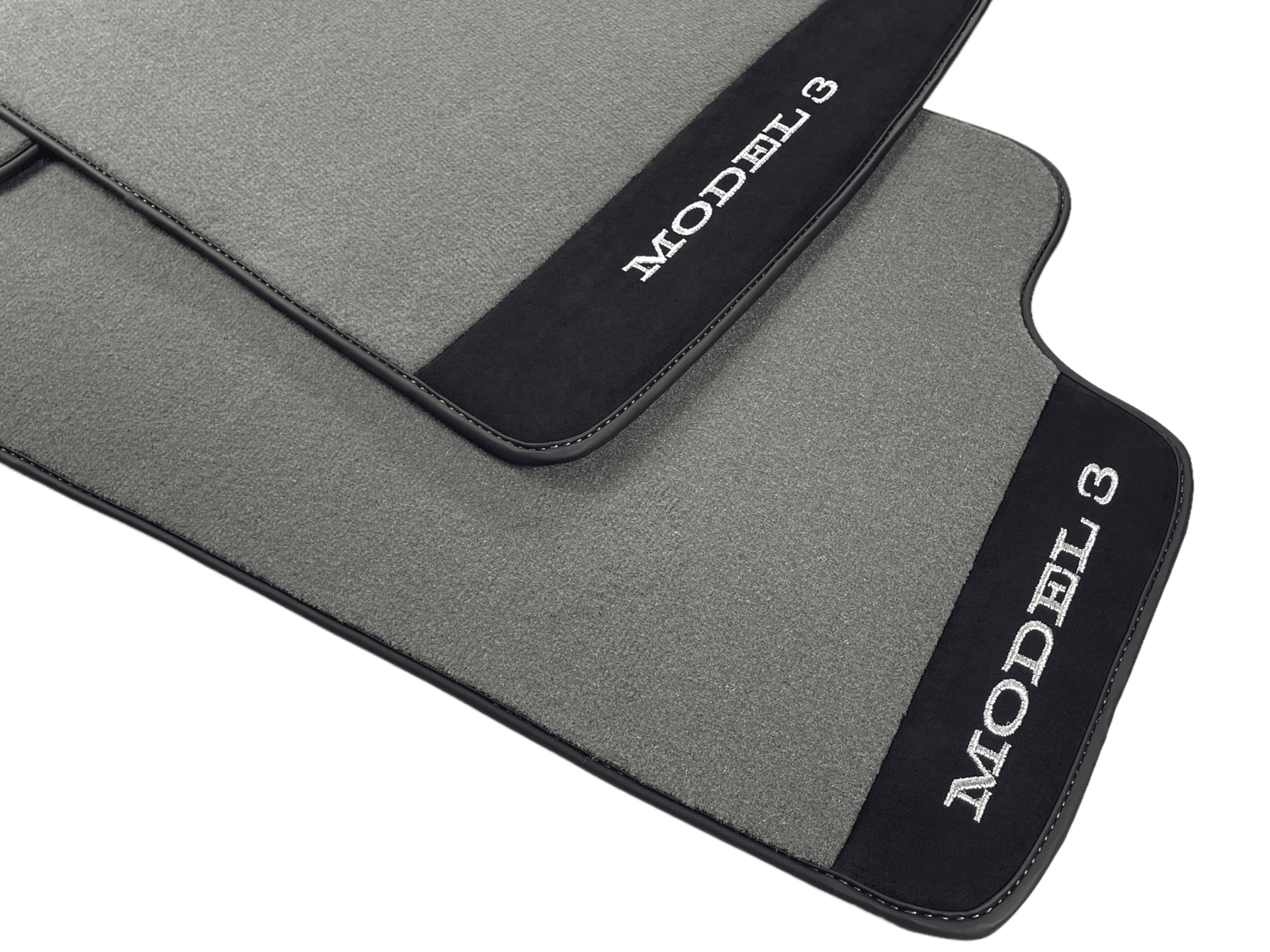 Gray Floor Mats For Tesla Model 3 With Alcantara Leather - AutoWin
