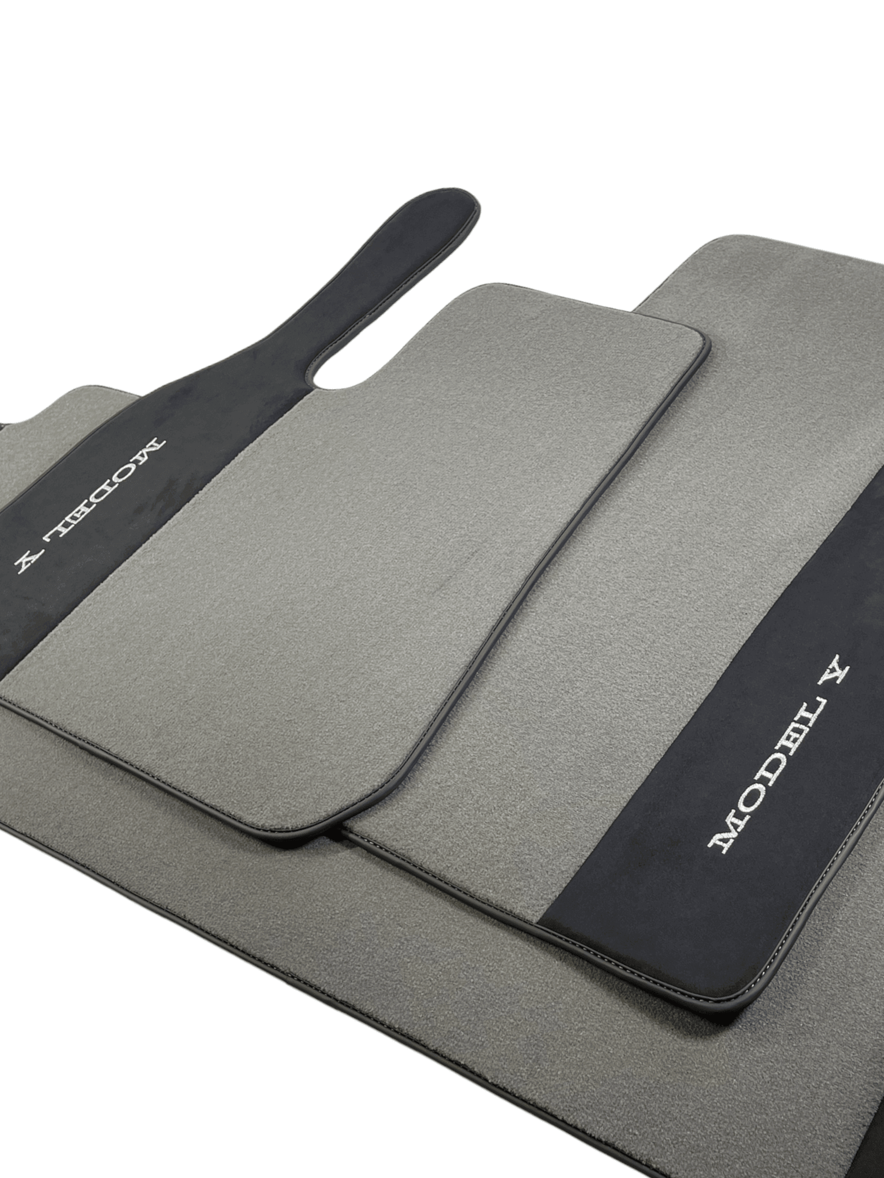 Gray Floor Mats For Tesla Model Y With Alcantara Leather - AutoWin