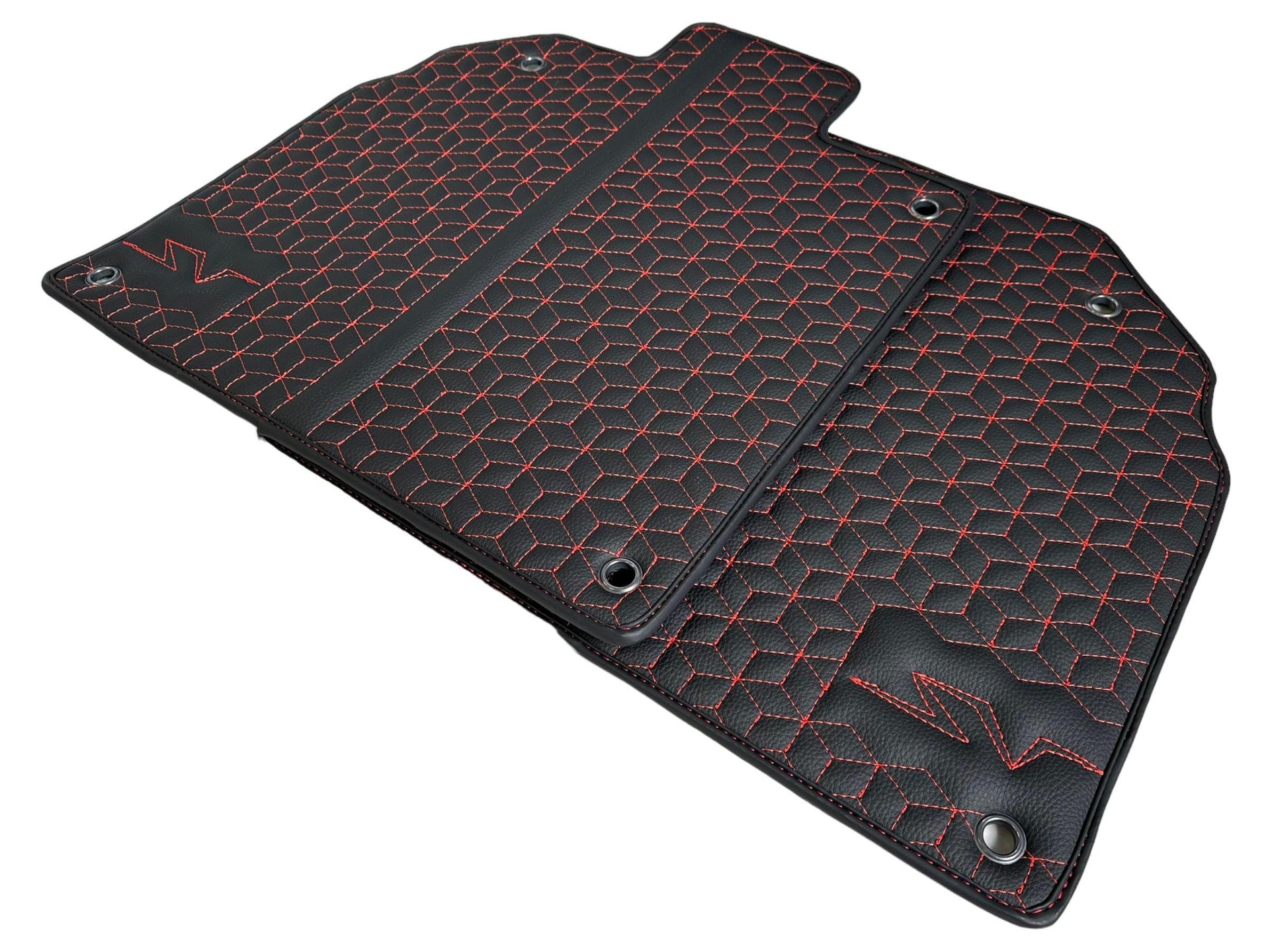 Leather Floor Mats for Lamborghini Aventador SV | Red Stitching - AutoWin
