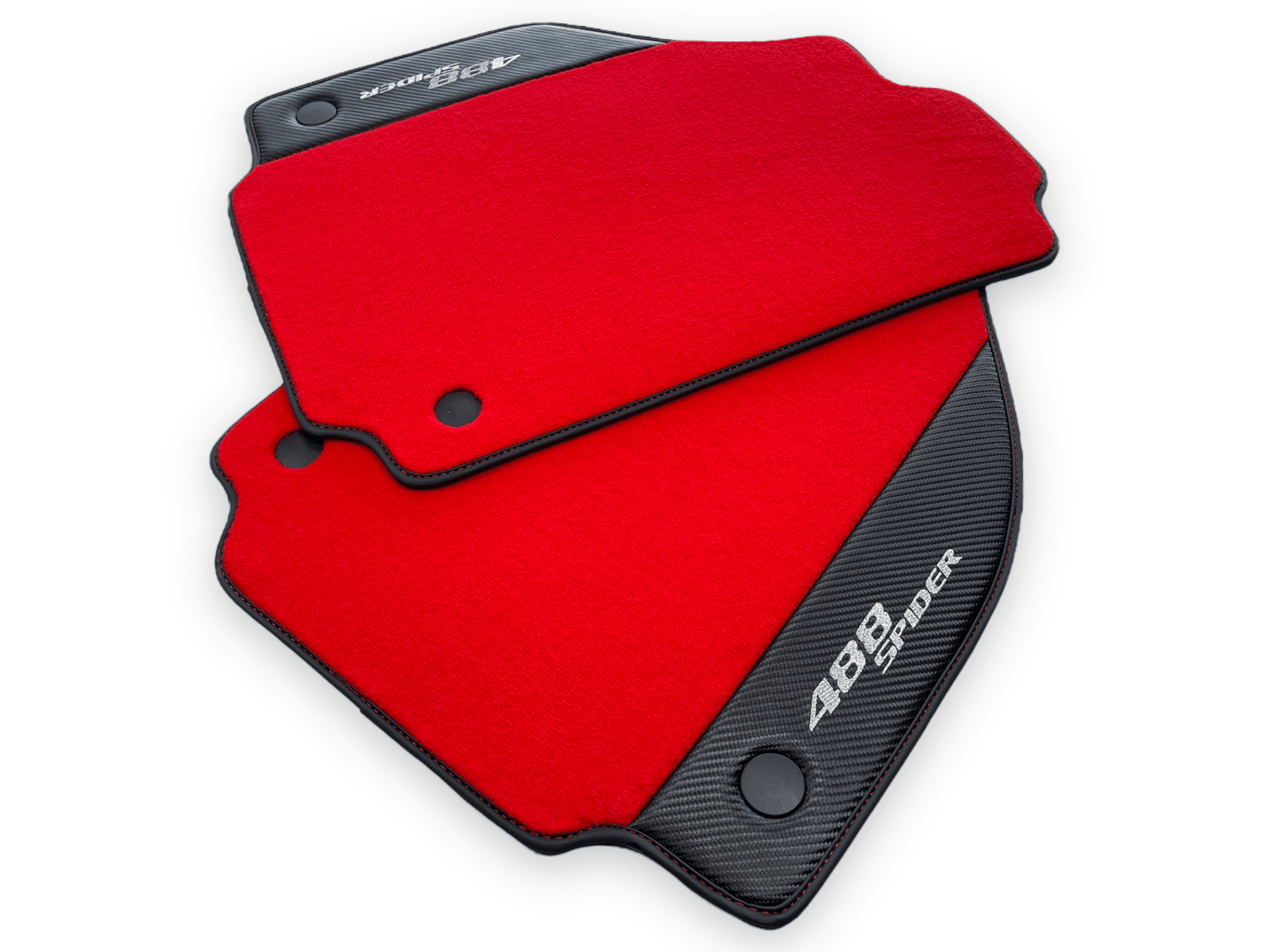 Red Floor Mats For Ferrari 488 Spider 2015-2022 Carbon Fiber - AutoWin