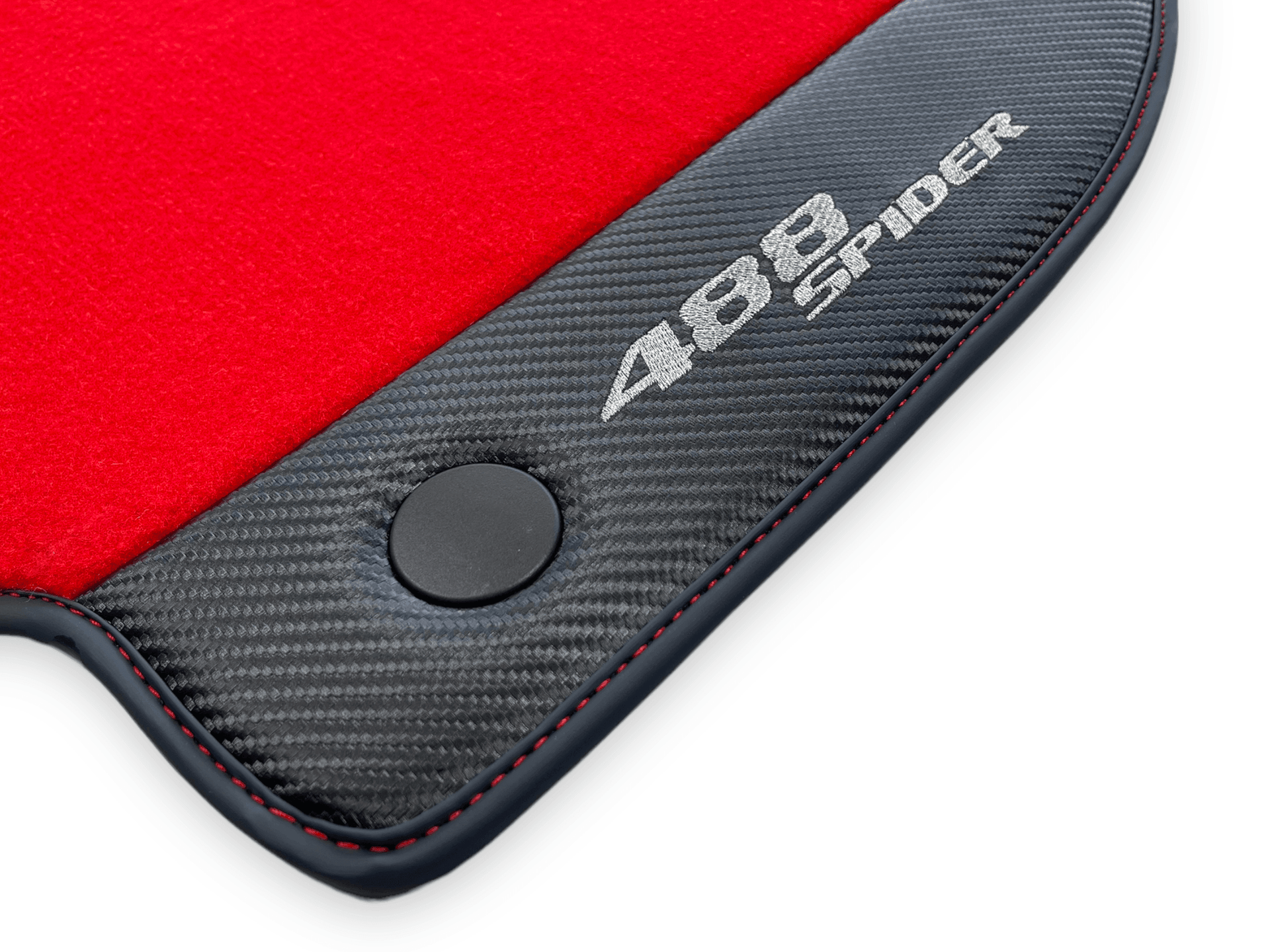 Red Floor Mats For Ferrari 488 Spider 2015-2022 Carbon Fiber - AutoWin