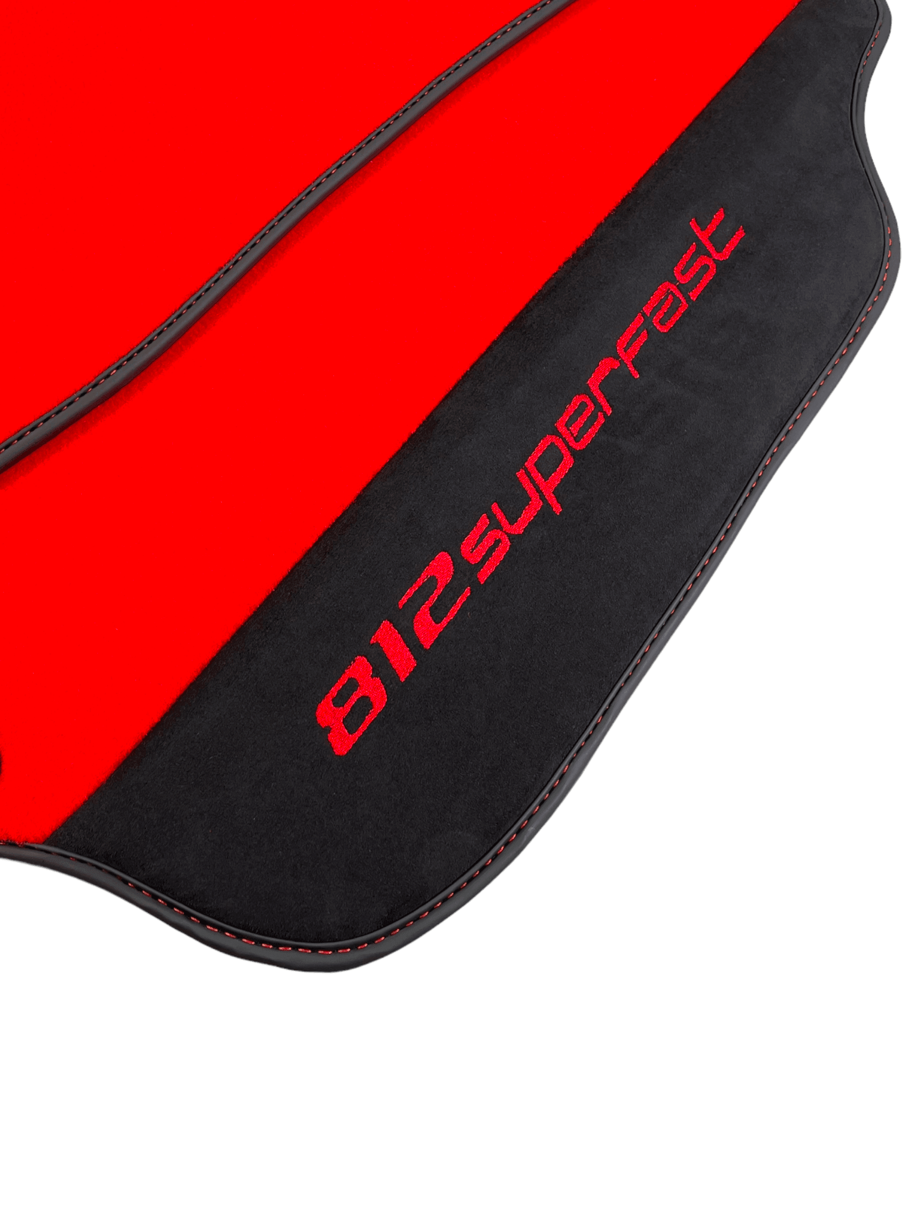 Red Floor Mats For Ferrari 812 Superfast With Alcantara Leather - AutoWin