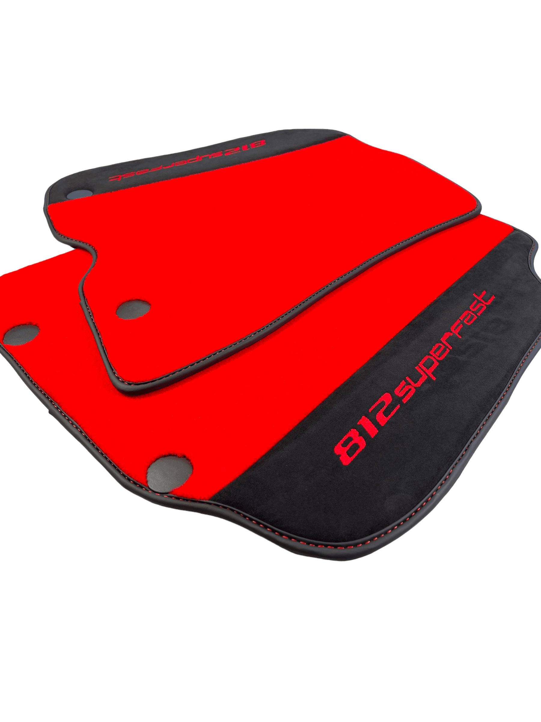 Red Floor Mats For Ferrari 812 Superfast With Alcantara Leather - AutoWin