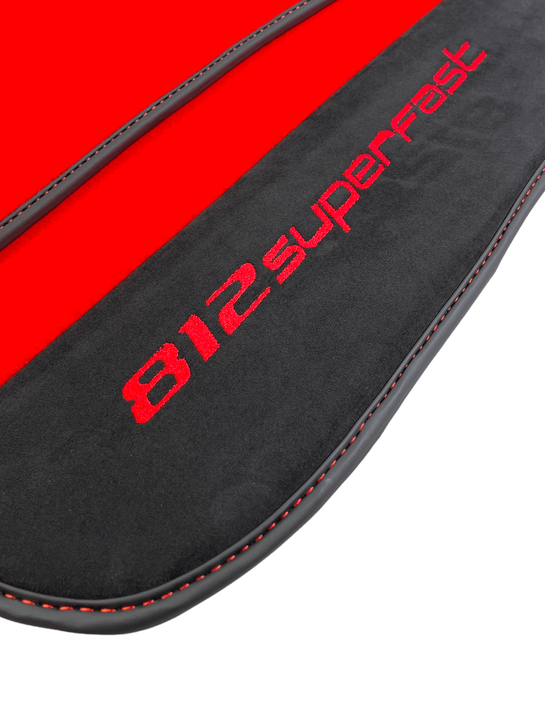 Red Floor Mats For Ferrari 812 Superfast With Alcantara Leather - AutoWin