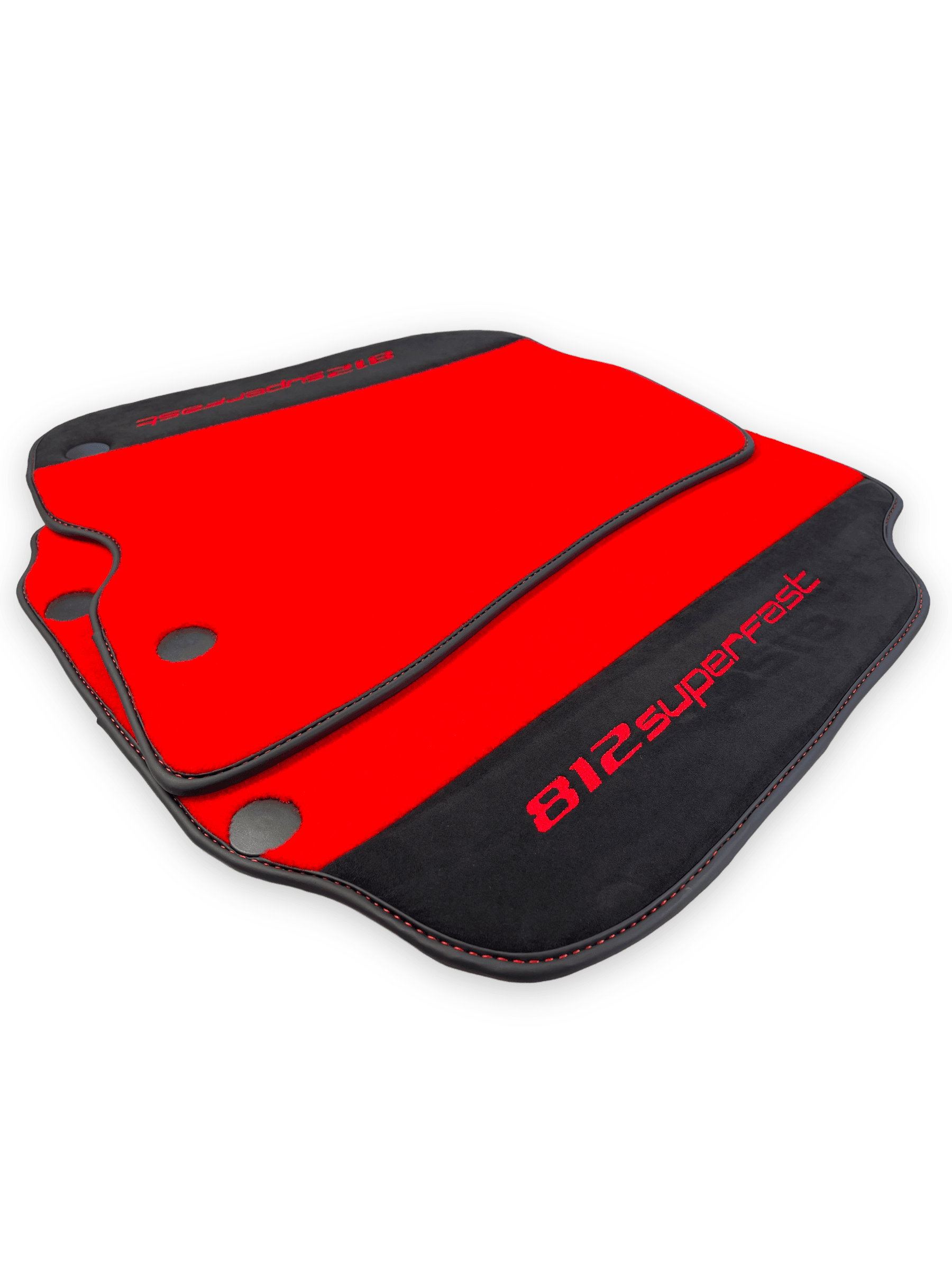 Red Floor Mats For Ferrari 812 Superfast With Alcantara Leather - AutoWin