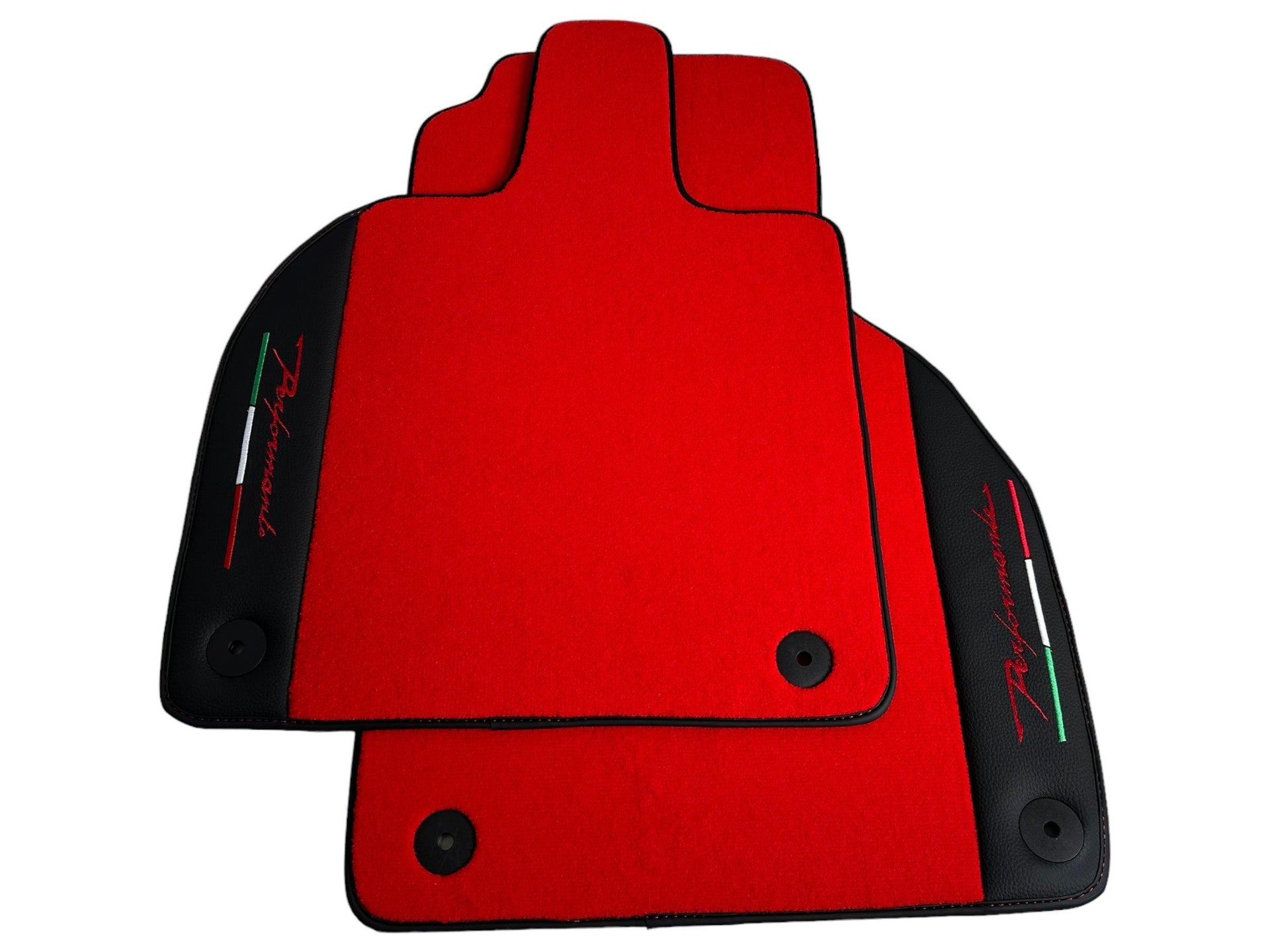 Red Floor Mats for Lamborghini Aventador With Black Leather - AutoWin