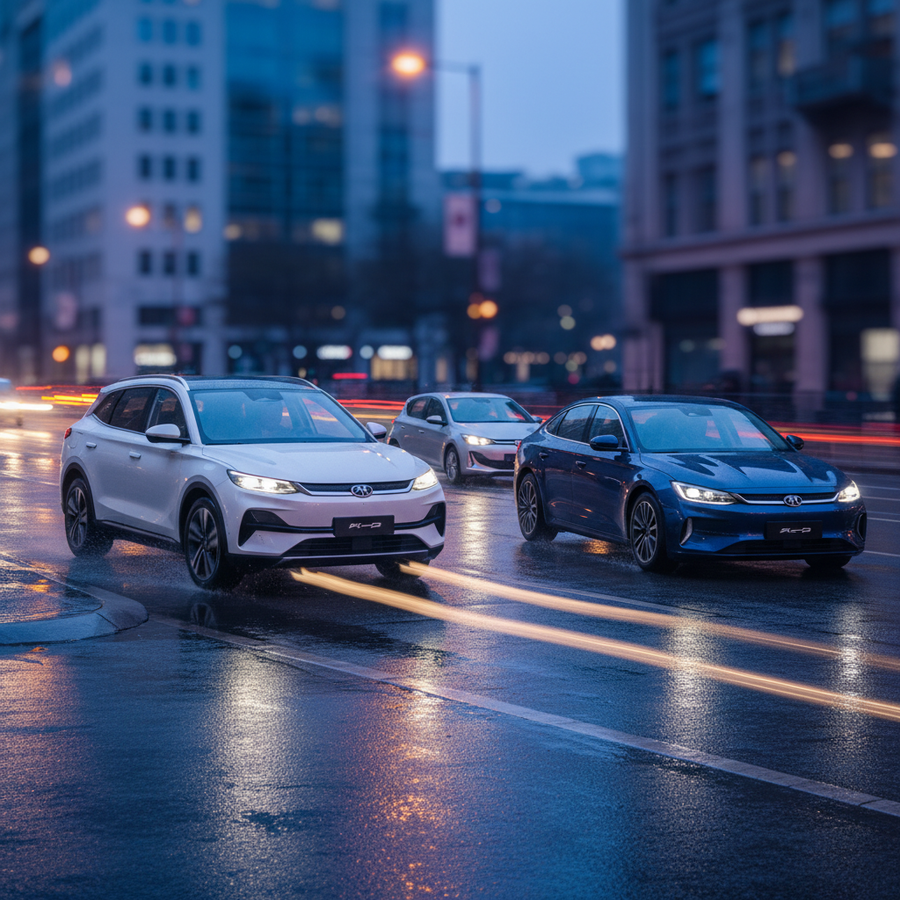 Editorial, photo-realistic HERO for an automotive daily news article titled "BYD Expands PHEV Offerings Amid Controversy in Australia – Daily Car News