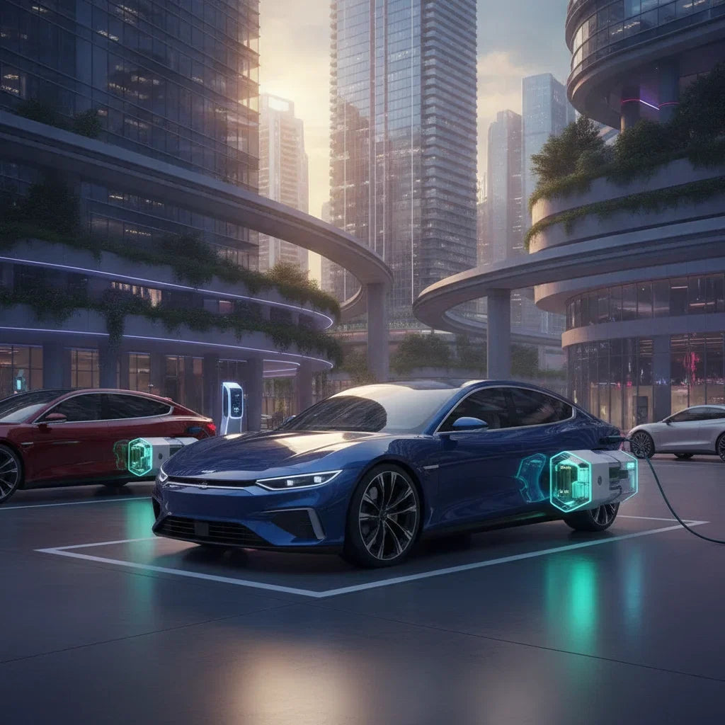 Editorial photo-realistic HERO image for automotive news (2026-08-16). Feature Horse vehicles specifically Methanol-powered range-extender. Scene: A f