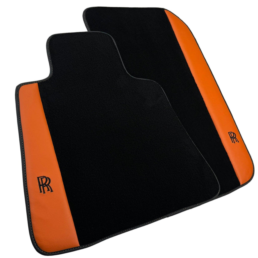 Floor Mats for Rolls Royce Wraith (2013–2023) with Orange Leather - AutoWin