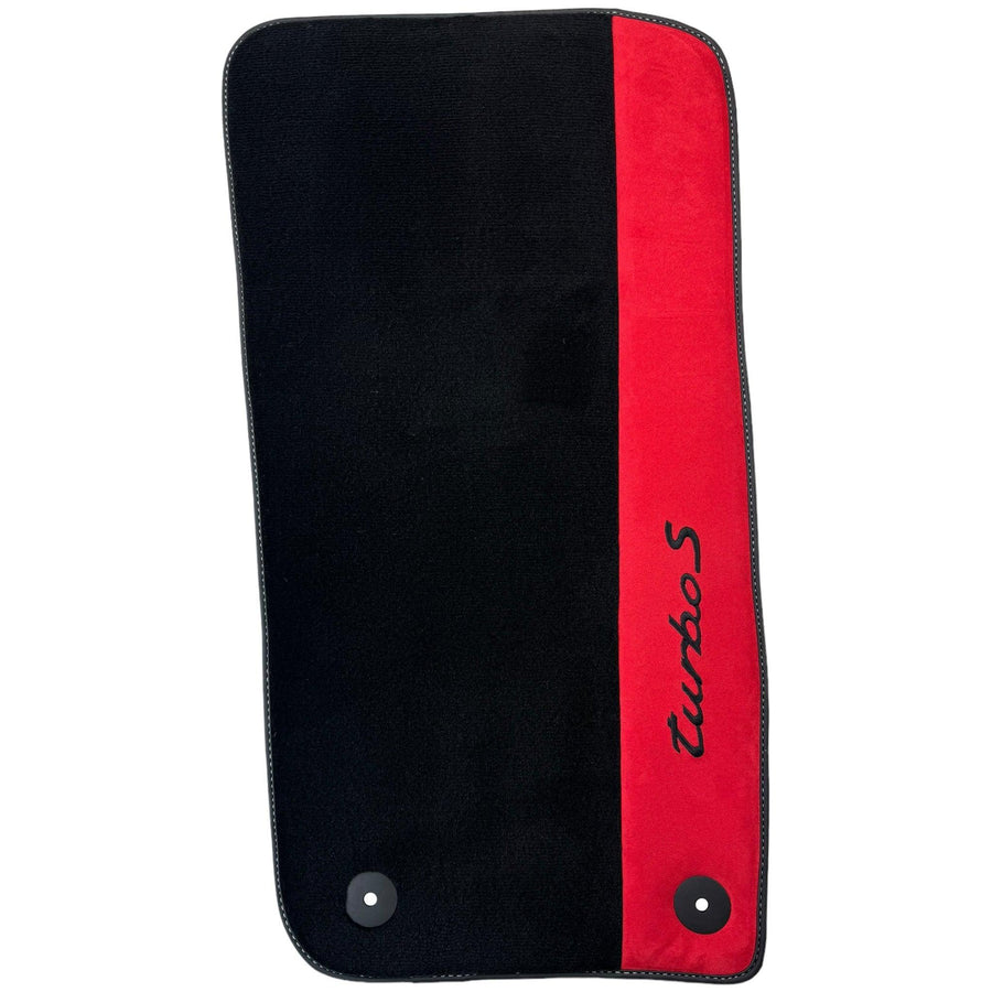 Black Floor Mats for Porsche 991 (2012-2019) with Red Alcantara Leather - AutoWin