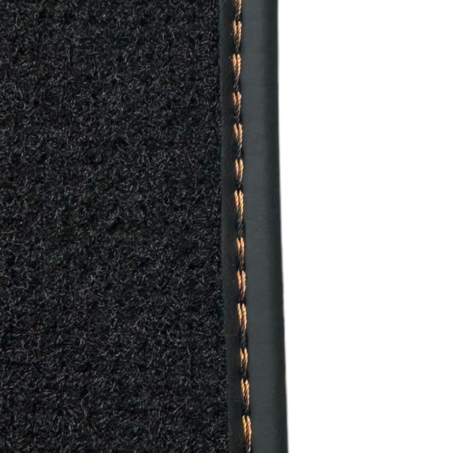 Black Floor Mats for Rolls Royce Ghost Series I (2010–2020) with Orange Leather - AutoWin