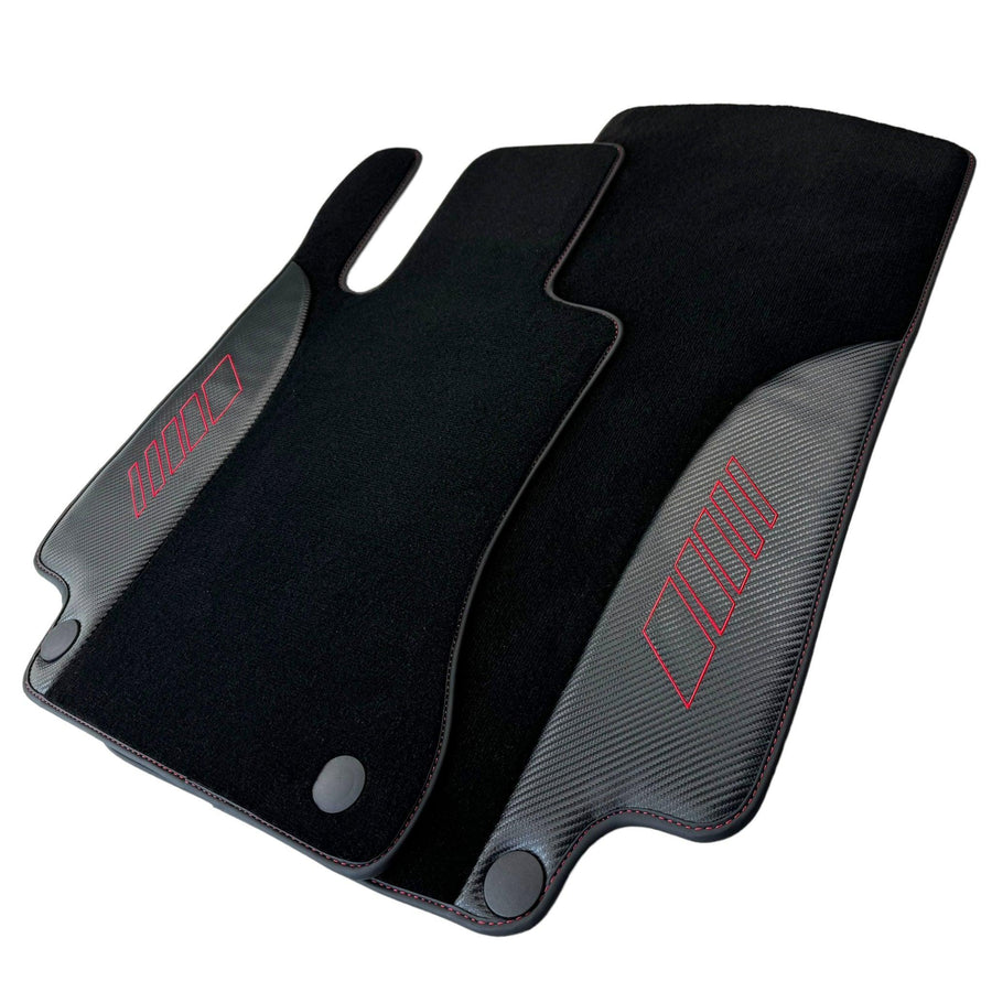 Black Floor Mats for Mercedes Benz C-Class W205 Sedan with Carbon Fiber | AutoWin Edition - AutoWin