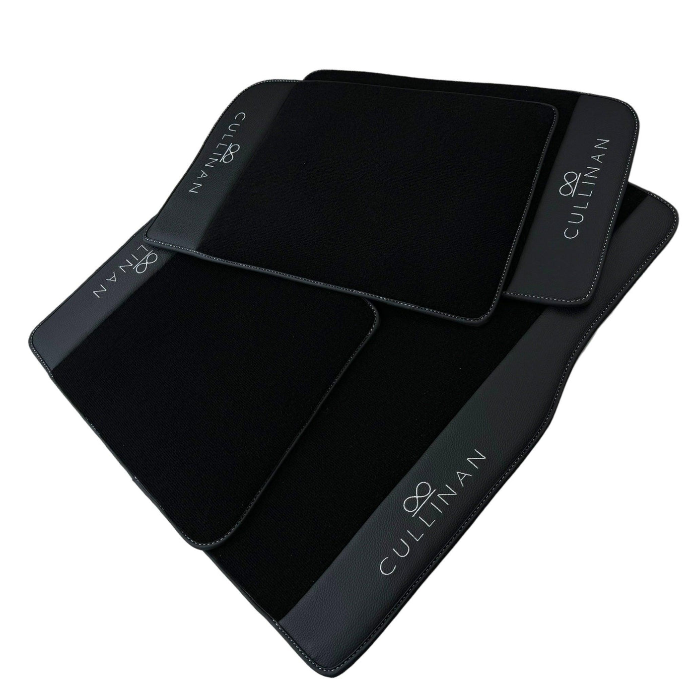 Black Floor Mats for Rolls Royce Cullinan with Black Leather - AutoWin