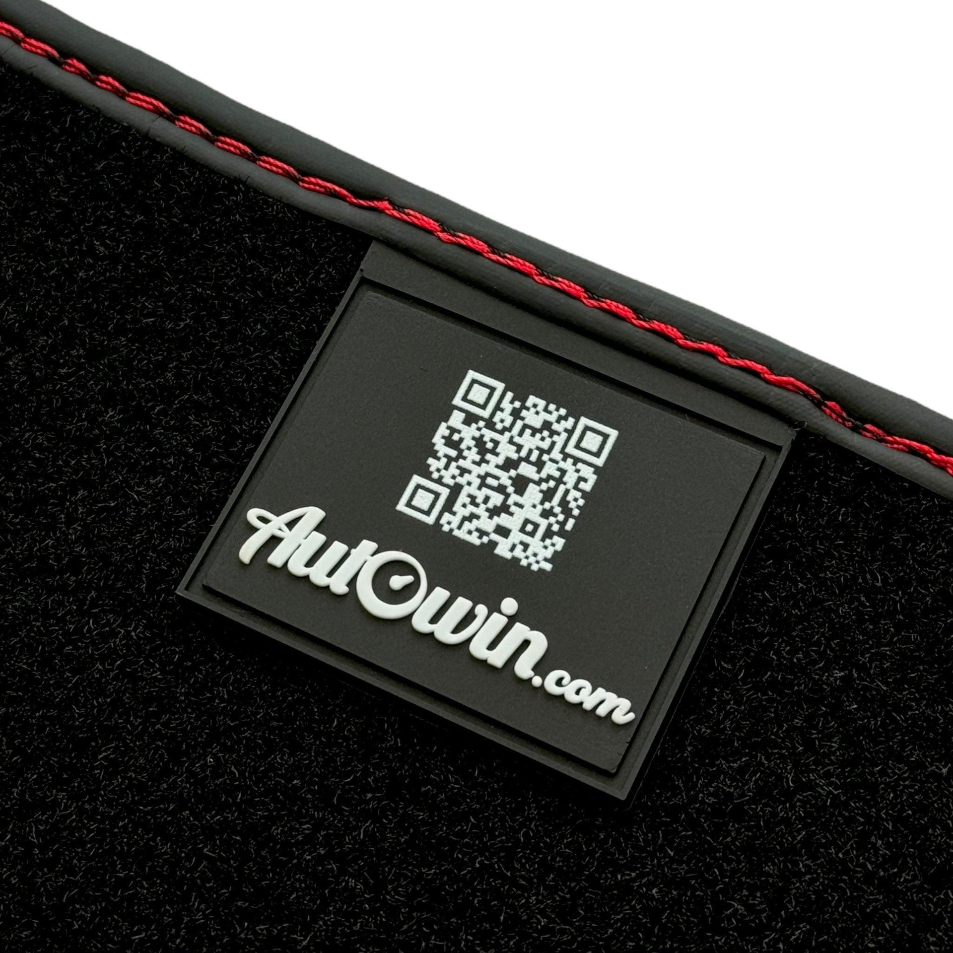 Black Floor Mats for Rolls Royce Cullinan with Red Alcantara Leather - AutoWin