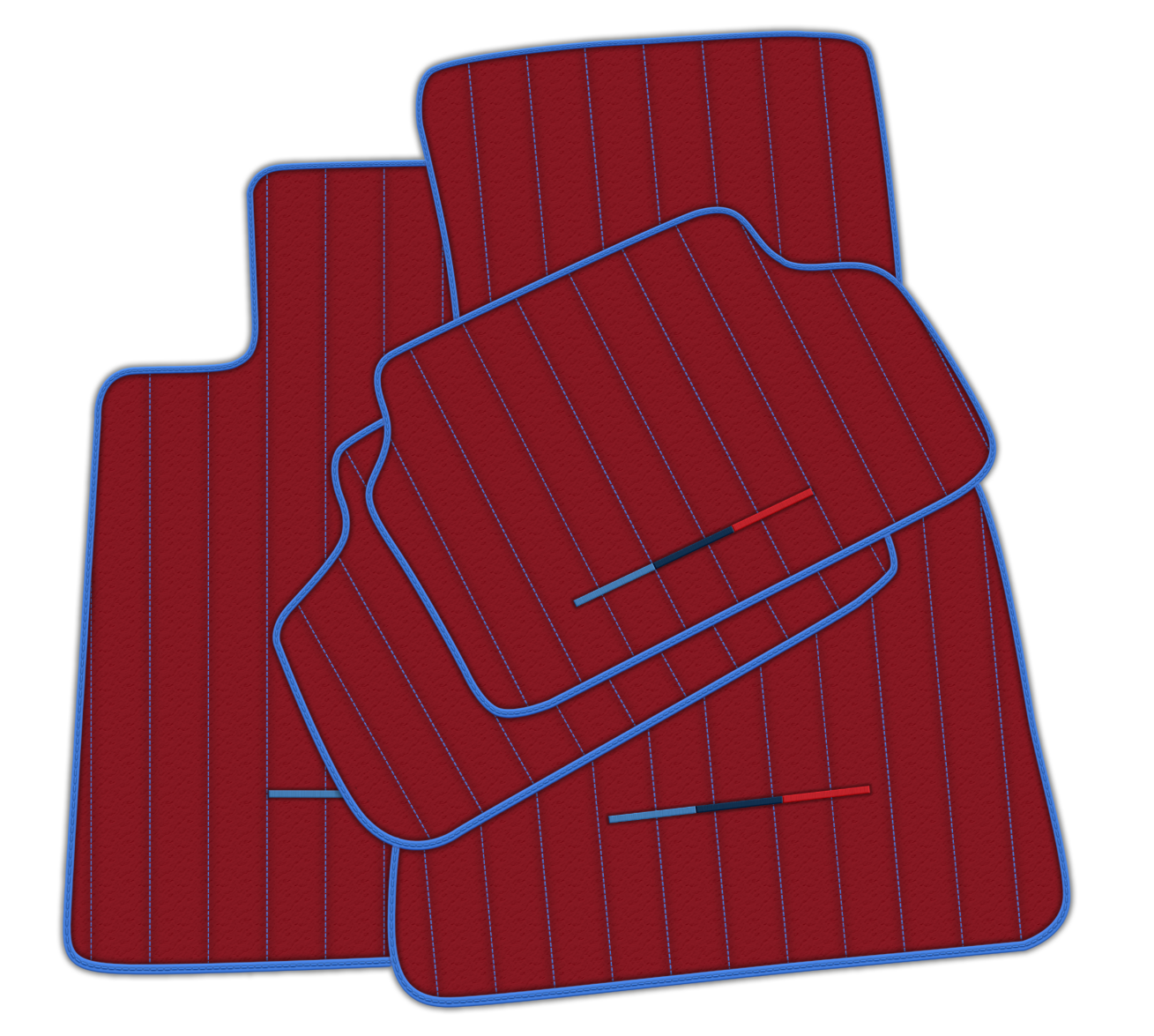Customized Design Red Leather Floor Mats for BMW G20 4-door Sedan (2019-2024) with Line Pattern