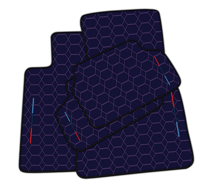 Stylish Customizable Dark Blue Leather Floor Mats for BMW i8 Series l12 I15