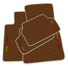 Customized Design Brown Leather Floor Mats for BMW G20 4-door Sedan (2019-2024) with Viper Hex Pattern