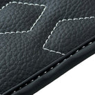 Black Leather Floor Mats for Rolls Royce Cullinan (2018-2023) with White Stitching - AutoWin