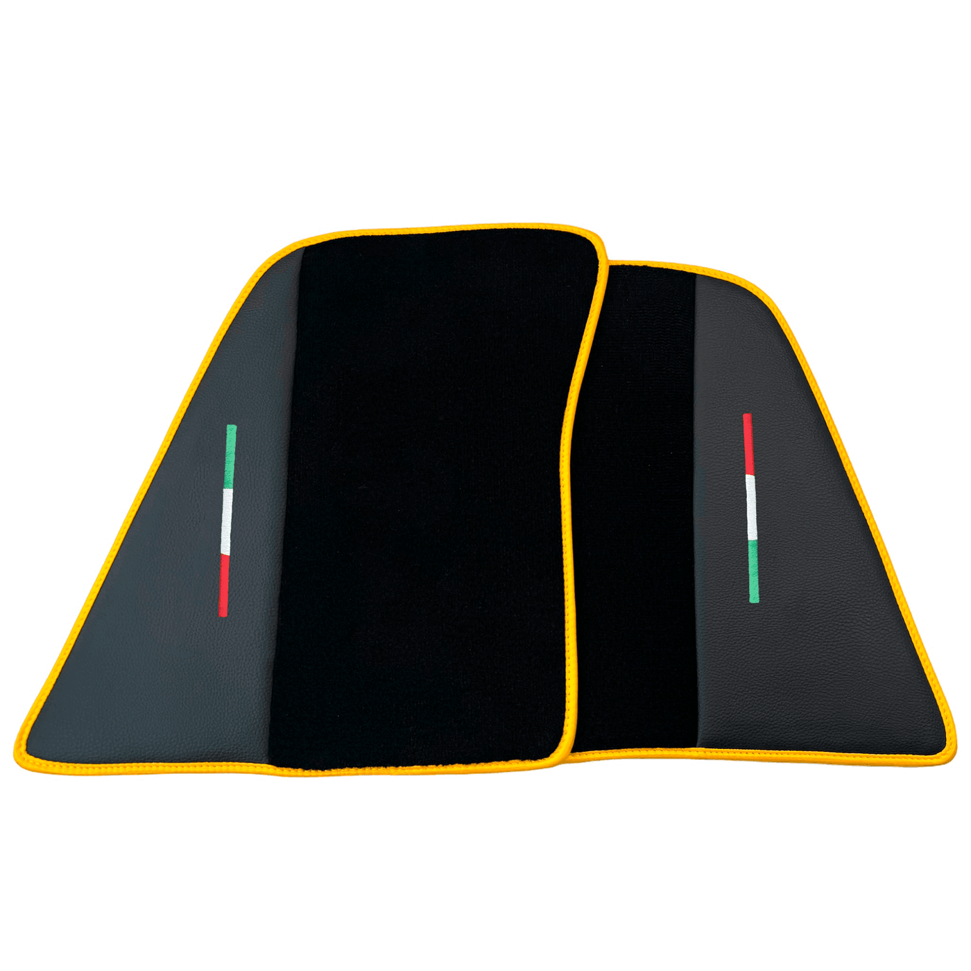 Black Floor Mats for Ferrari 296 GTB (2022-2024) with Leather and Yellow Trim - AutoWin