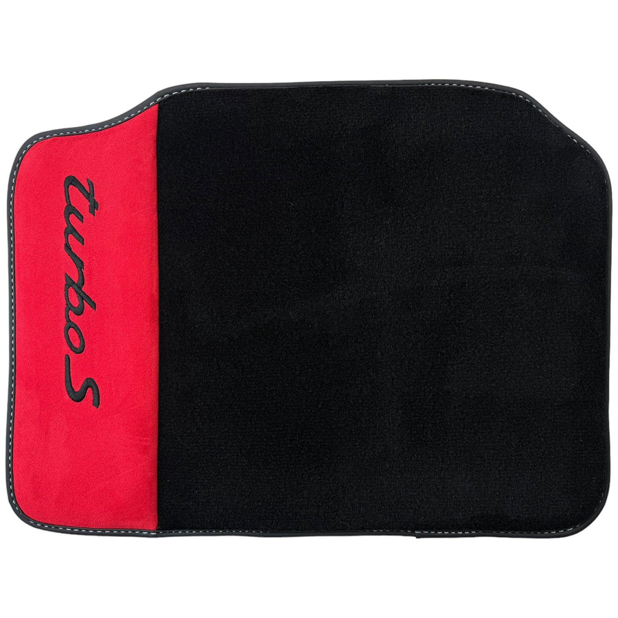 Black Floor Mats for Porsche 991 (2012-2019) with Red Alcantara Leather - AutoWin