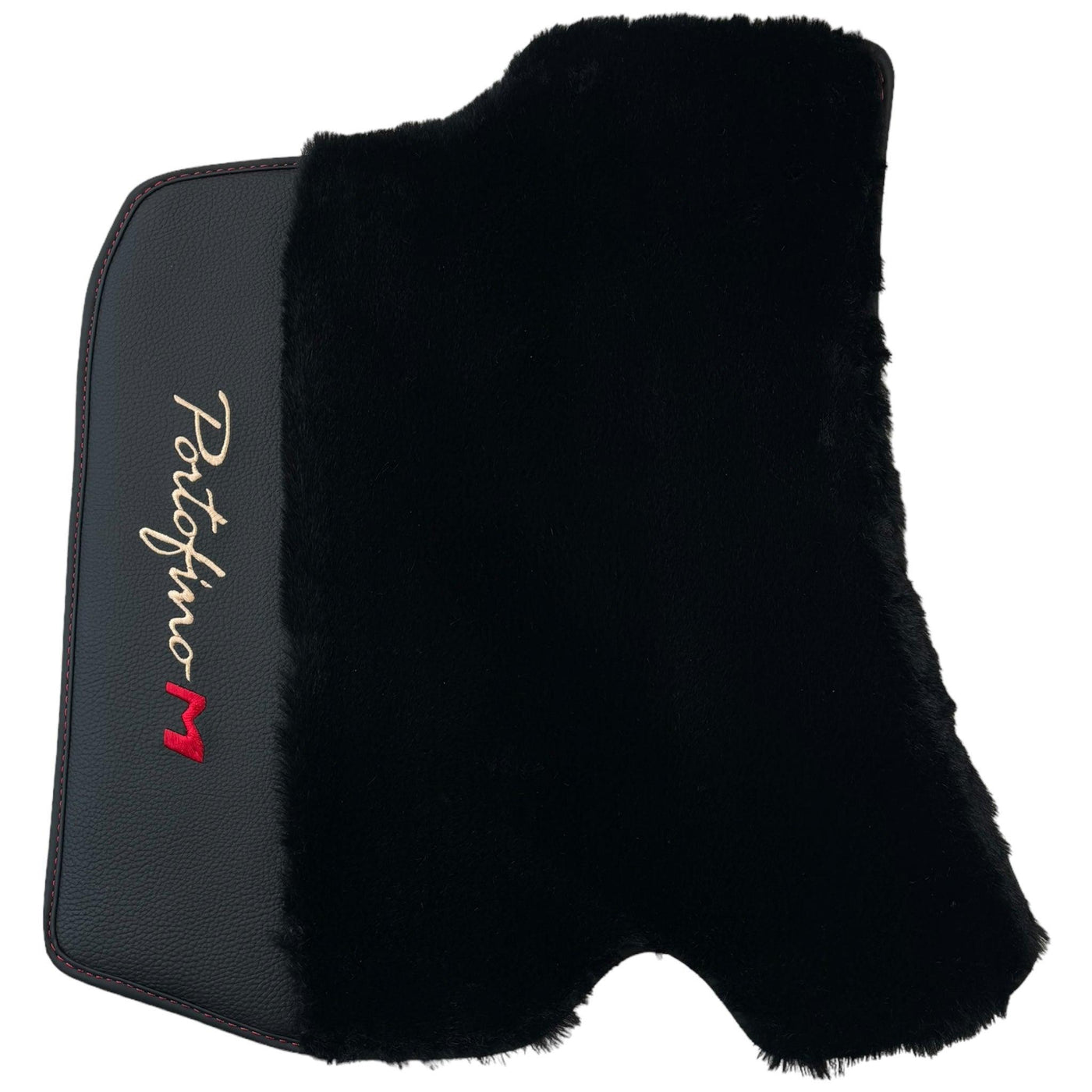Black Sheepskin Floor Mats for Ferrari Portofino M (2018-2023) with Leather - AutoWin