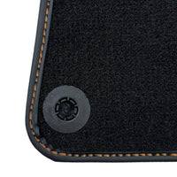 Black Floor Mats for Rolls Royce Ghost Series I (2010–2020) with Orange Leather - AutoWin