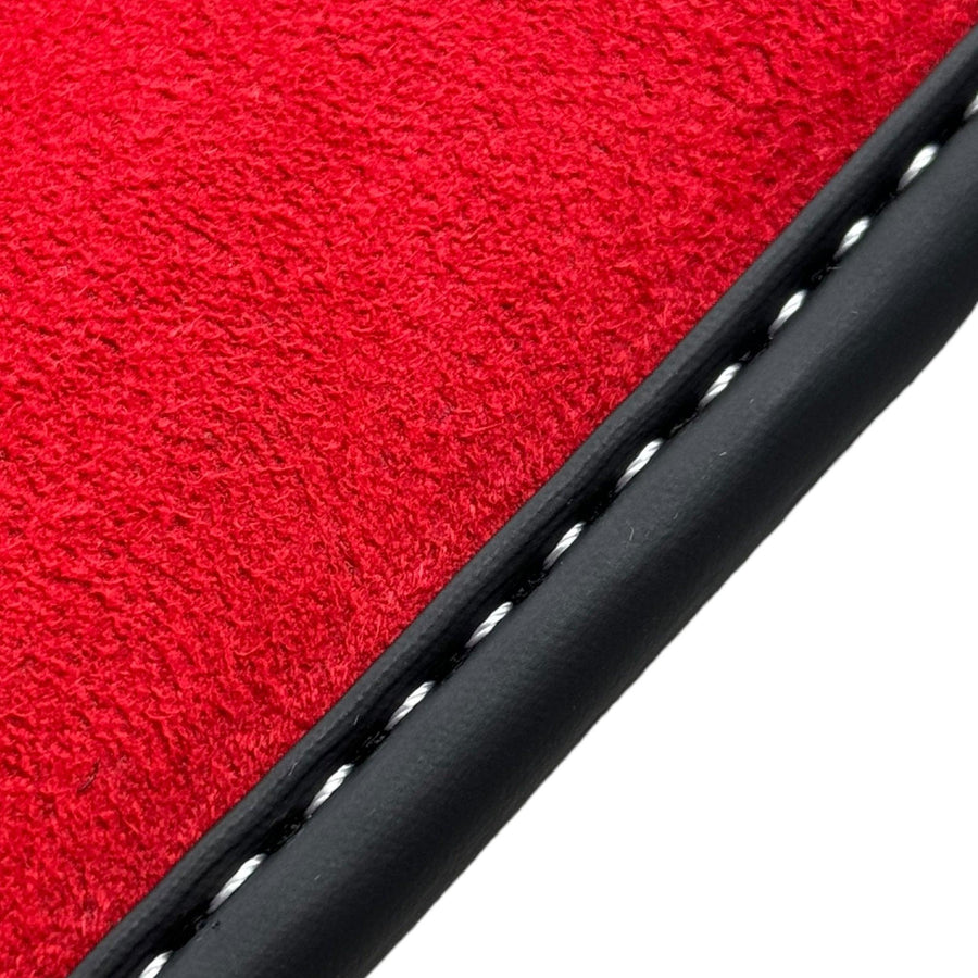 Black Floor Mats for Porsche Panamera Turbo S with Red Alcantara Leather - AutoWin