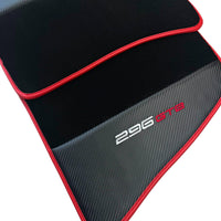 Black Floor Mats for Ferrari 296 GTB (2022-2024) with Carbon Fiber | Red Trim - AutoWin