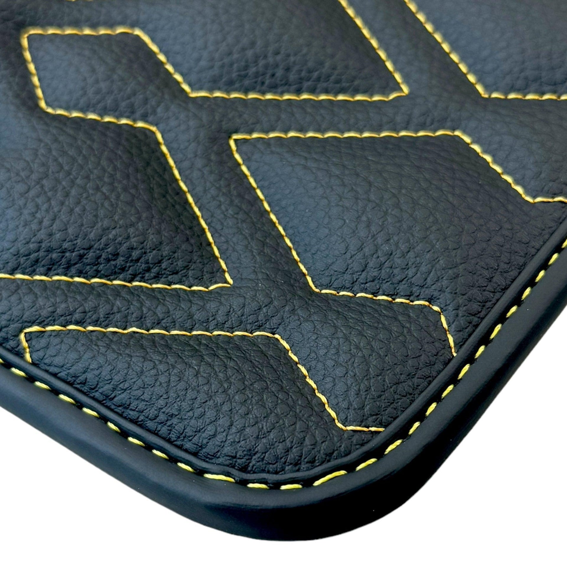 Black Leather Floor Mats for Rolls-Royce Ghost Series II (2021-2024) ER56 Design - AutoWin