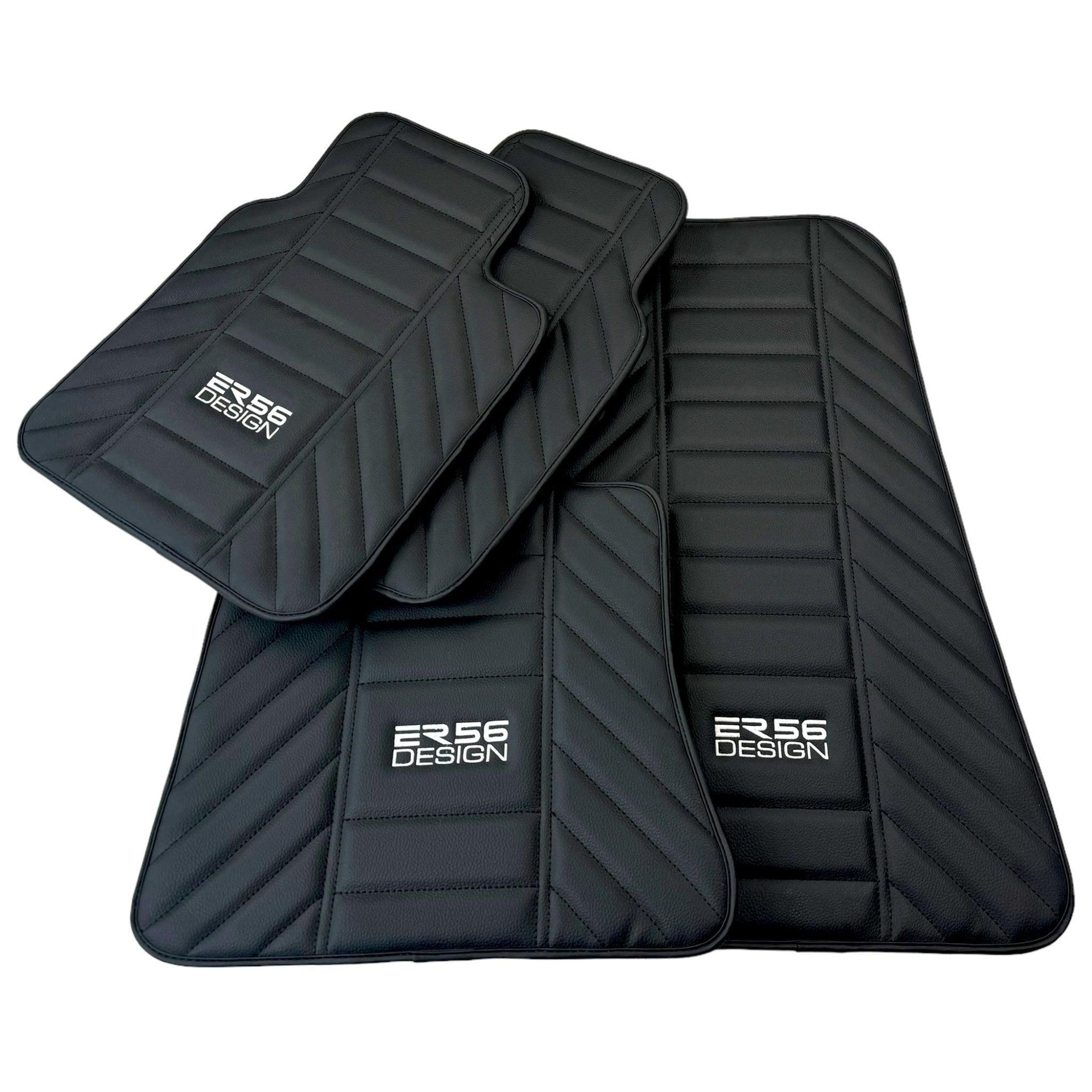 Black Leather Floor Mats for Rolls Royce Ghost Series II (2021-2024) ER56 Design - AutoWin