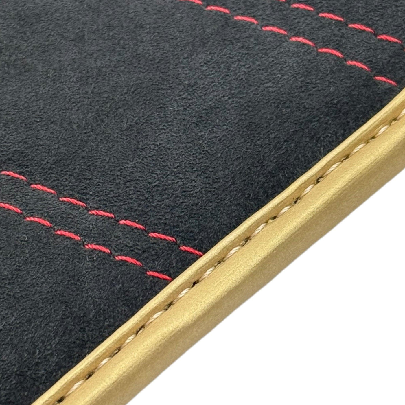 Black Alcantara Floor Mats for Ferrari F430 (2004-2009) - Red Sewing - AutoWin