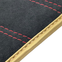 Black Alcantara Floor Mats for Ferrari F430 (2004-2009) - Red Sewing - AutoWin
