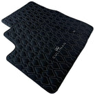 Black Leather Floor Mats for Rolls Royce Cullinan (2018-2023) with White Stitching - AutoWin