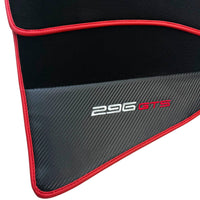 Black Floor Mats for Ferrari 296 GTS (2022-2024) with Carbon Fiber | Red Trim - AutoWin