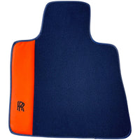 Dark Blue Floor Mats for Rolls Royce Cullinan with Orange Leather - AutoWin