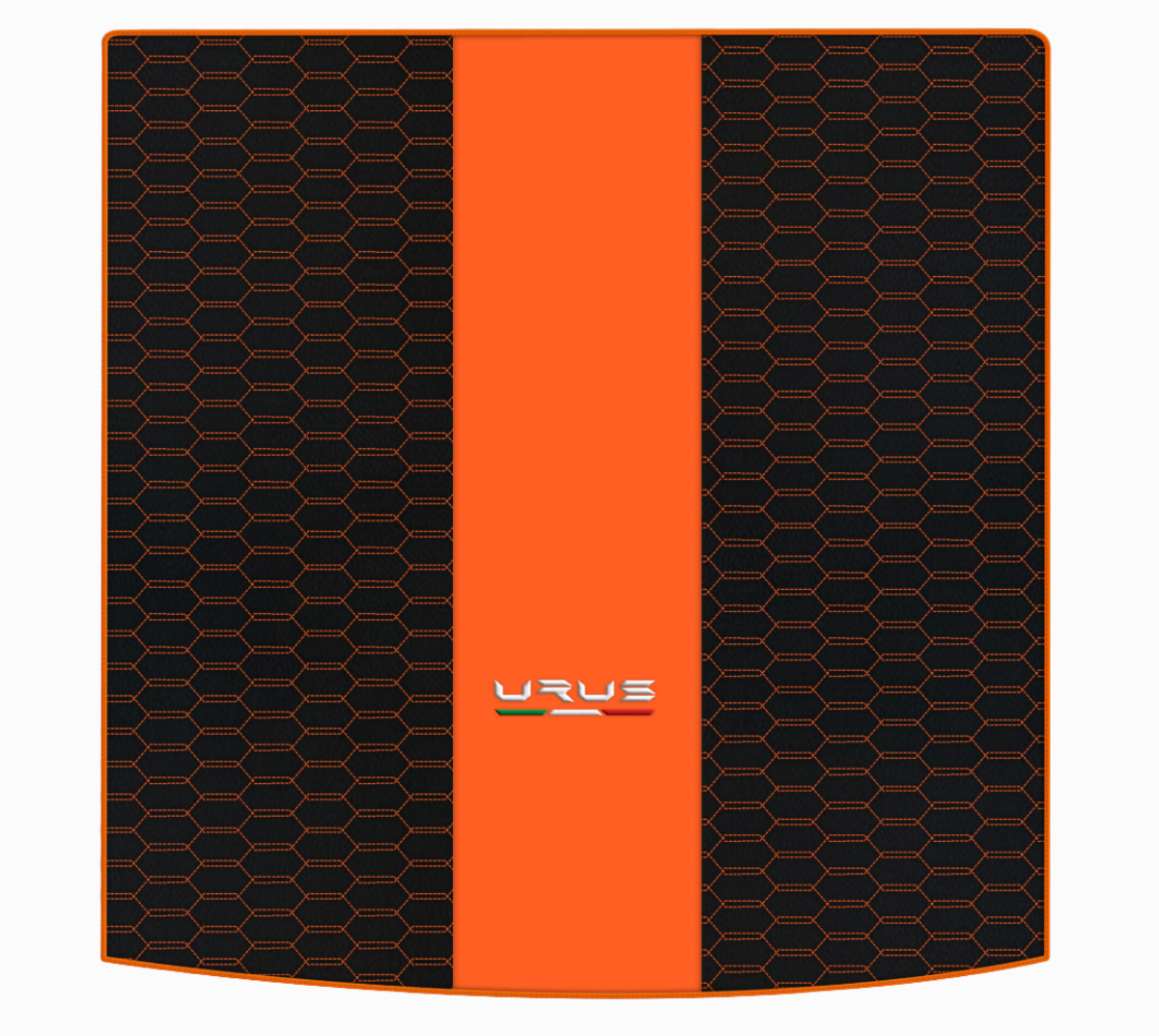 Orange Stitching Black Leather Floor Mats for Lamborghini Urus with Interlaced Hex | Full Set Option