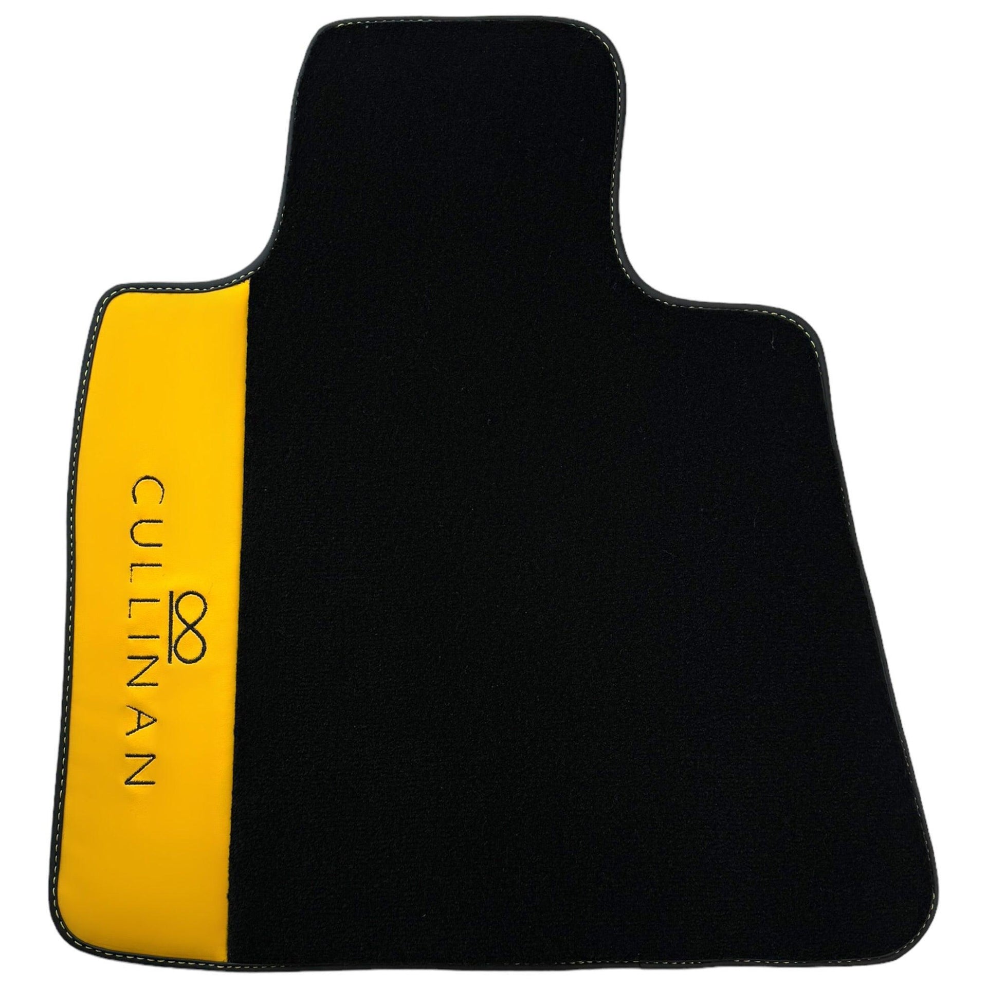 Black Floor Mats for Rolls Royce Cullinan with Yellow Leather - AutoWin