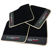 Black Floor Mats for Ferrari Purosangue with Leather and Beige Trim | Italian Edition - AutoWin