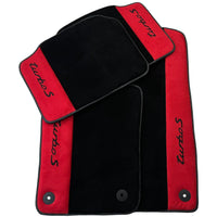 Black Floor Mats for Porsche Cayenne (2003-2010) with Red Alcantara Leather - AutoWin
