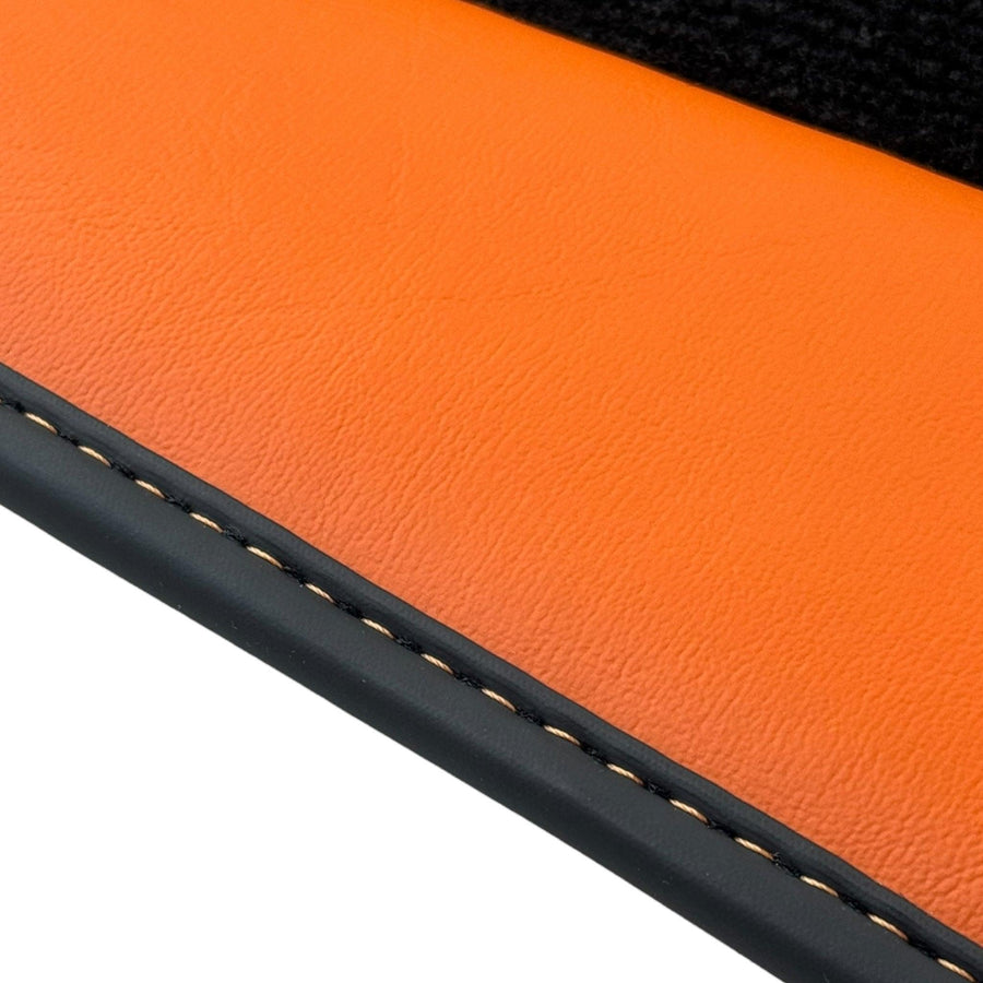 Floor Mats for Rolls Royce Phantom Sedan (2003-2016) with Orange Leather - AutoWin