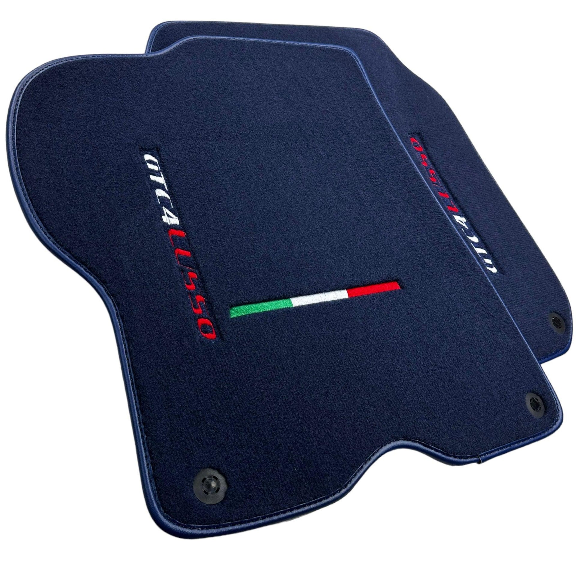 Dark Blue Floor Mats For Ferrari GTC4 Lusso (2016-2023) Italian Edition - AutoWin